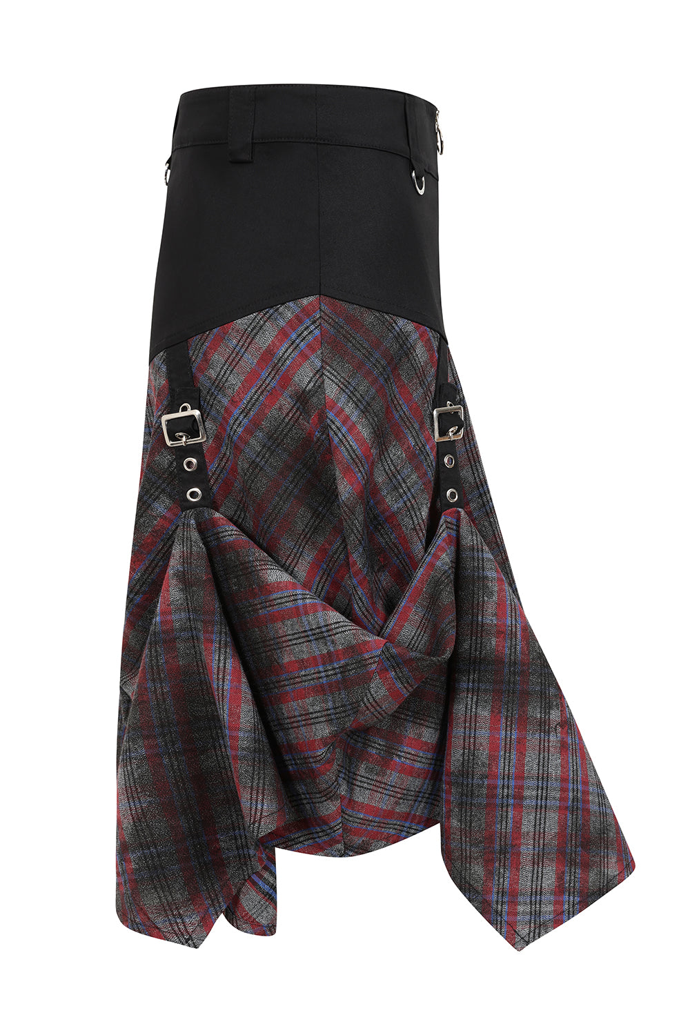 Banned Apparel Morrigan Goth Asymmetric Tartan Skirt in Red - DevilGothic DevilGothic