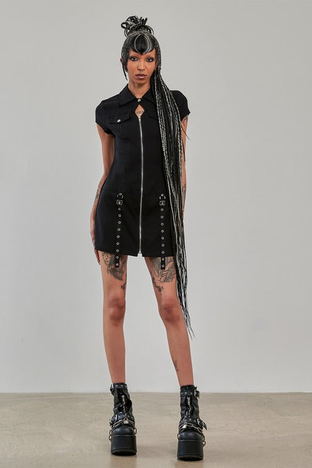 Banned Alternative Tartan Night Zip Dress - DevilGothic DevilGothic