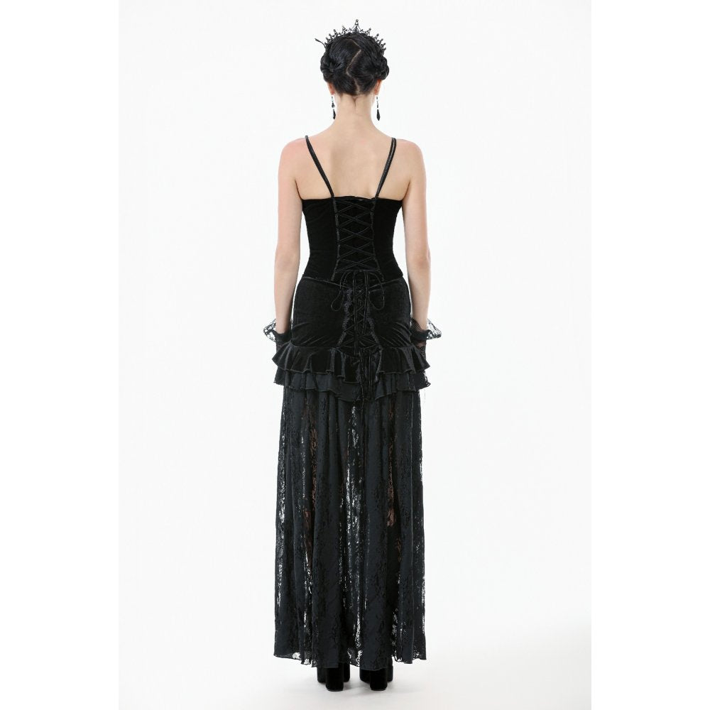 Dark in Love Morrigan Velvet & Lace Chain-Detail Top - DevilGothic DevilGothic