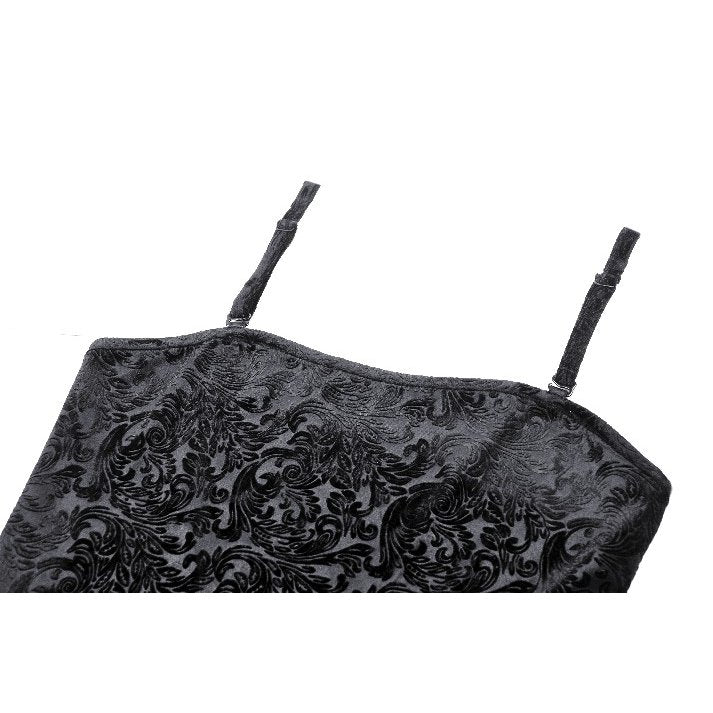 Dark in Love Freya Dark Embossed Velvet Camisole - DevilGothic DevilGothic