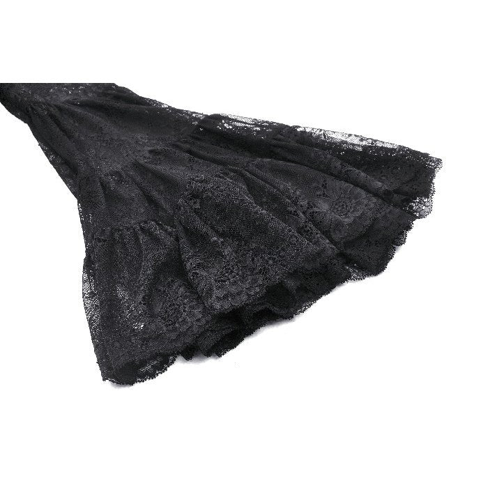 Dark in Love Zuri Gothic Romantic Lace Patchwork Bell-Sleeve Layered Cuff Top - DevilGothic DevilGothic