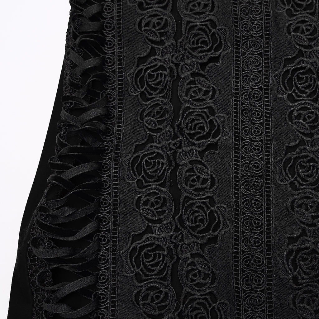 Punk Rave – Belladonna Goth Rose Fishtail Skirt - DevilGothic DevilGothic