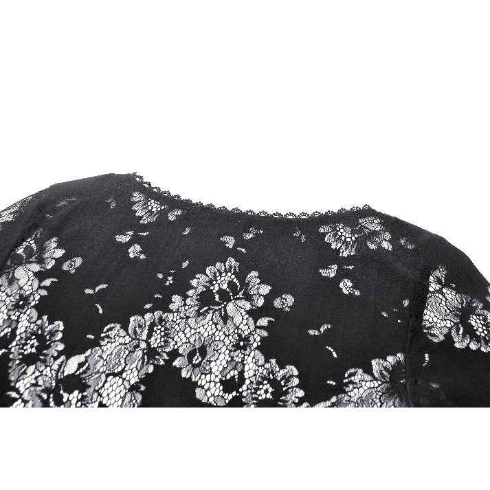 Dark in Love Emersyn Elegant Gothic Lace-Trimmed Long Robe