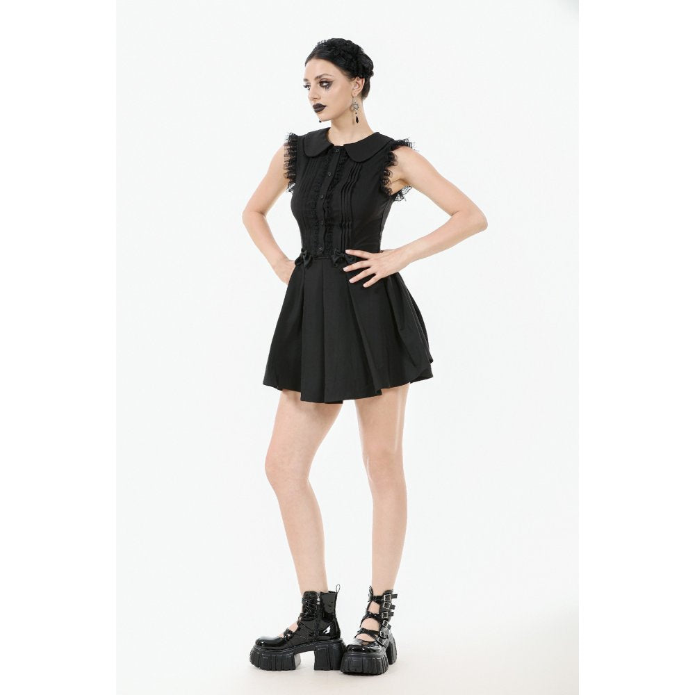 Dark In Love Gwendolyn Lace Panel Goth Mini Dress in Black - DevilGothic DevilGothic