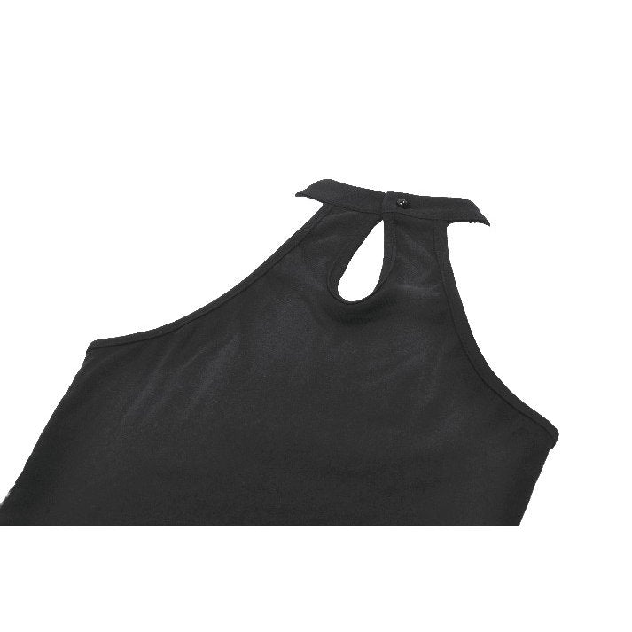 Dark in Love Bondage Mesh Panel Buckle Top - DevilGothic DevilGothic