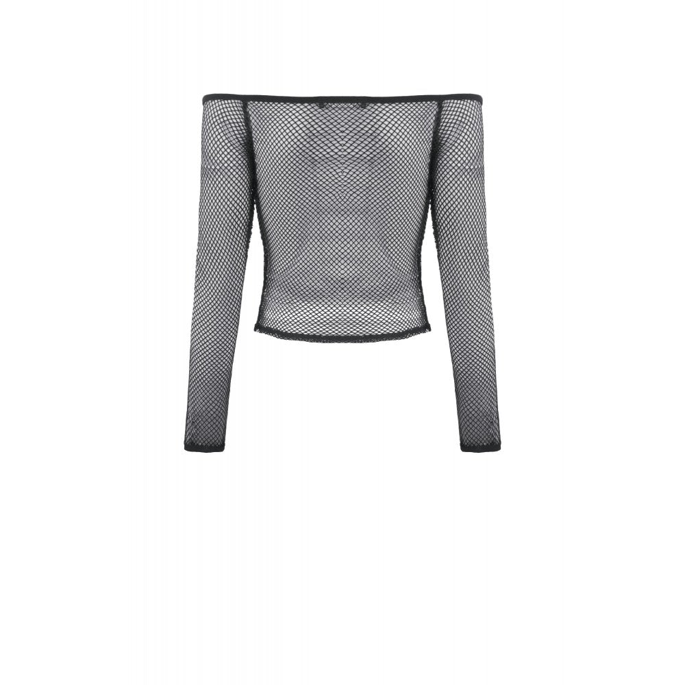 Dark in Love Lyra Fishnet Off-Shoulder Gothic Mesh Top - DevilGothic DevilGothic