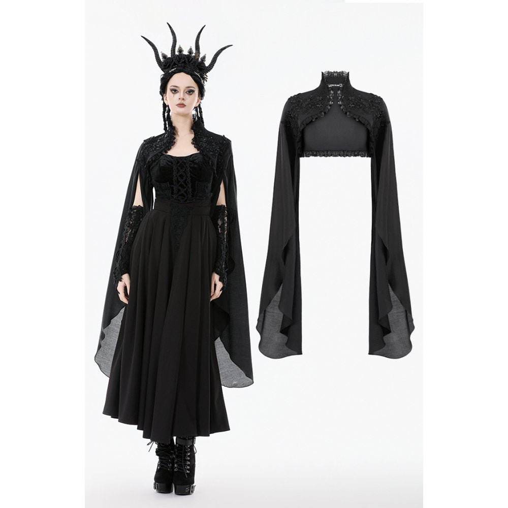Dark in Love Erzsébet Dramatic Lace Gothic Cape Shrug - DevilGothic DevilGothic