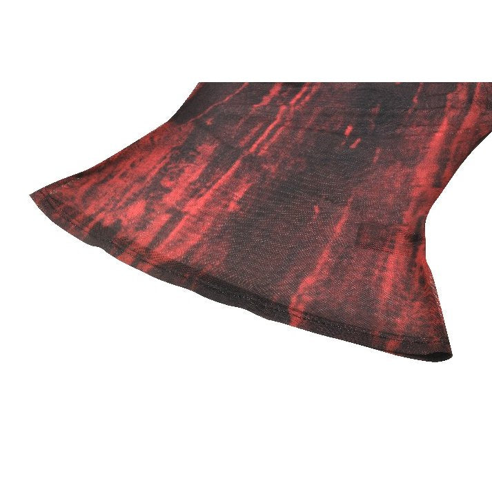 Dark in Love Carson Black and Red Tie-Dye Mesh Versatile Basic Top - DevilGothic DevilGothic