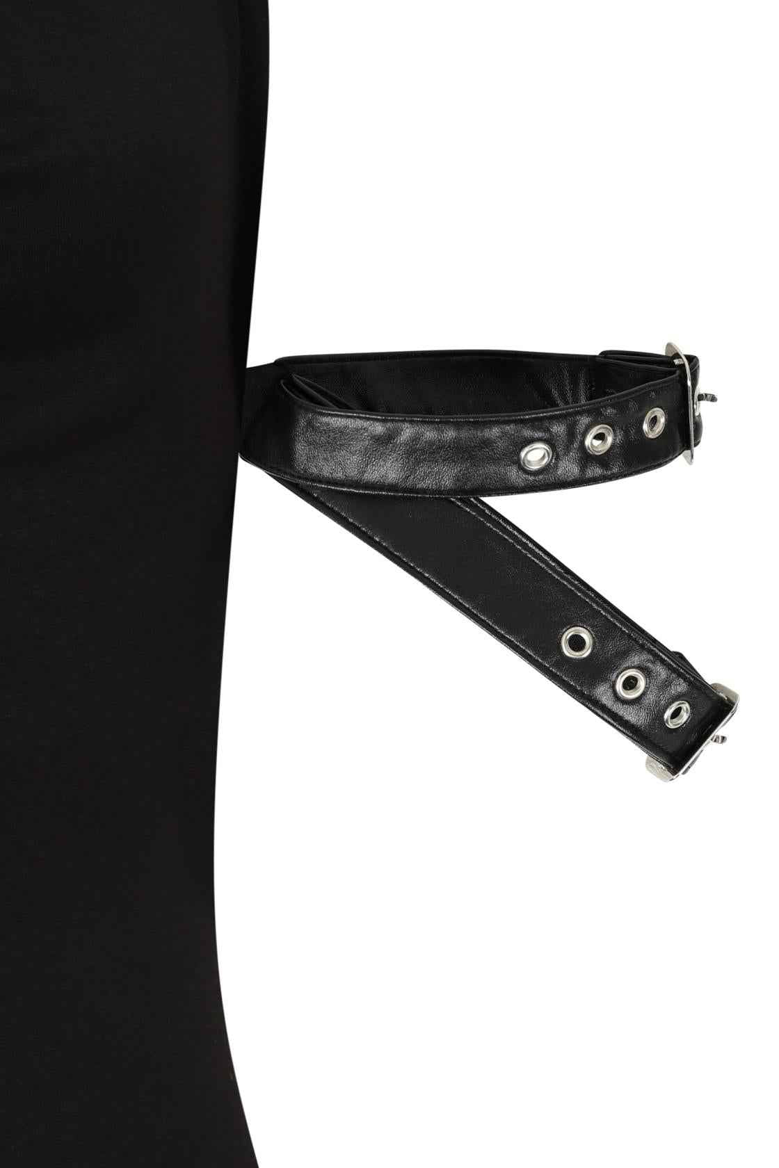 Necessary Evil Aphrodite Plunge Cowl Neck Top - Faux Leather Gothic Going Out Top