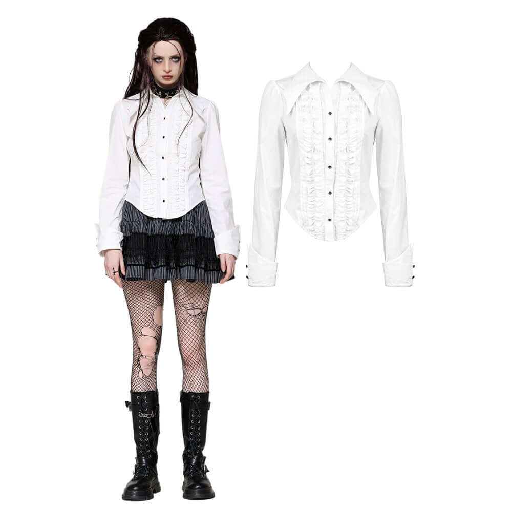 Dark in Love Queeny White Gothic Demon Shirt - DevilGothic DevilGothic