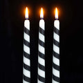 Gothic Gifts Set of 3 Black Candy Cane Taper Candles - DevilGothic DevilGothic