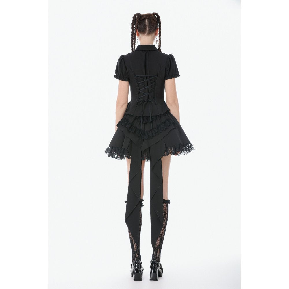 Dark In Love Beatrix Goth Satin Ruffled Overskirt - DevilGothic DevilGothic