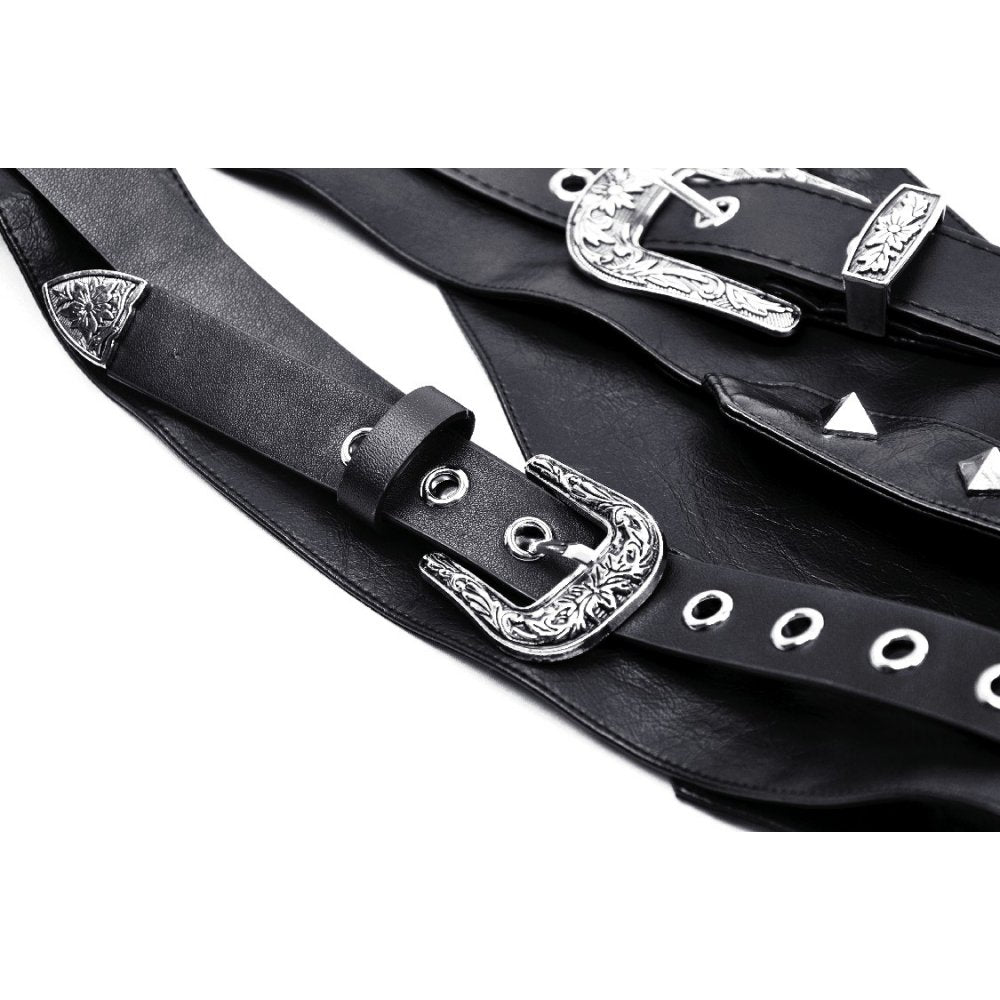 Dark in Love Elvira Faux Leather Layered Goth Waist Belt - DevilGothic DevilGothic