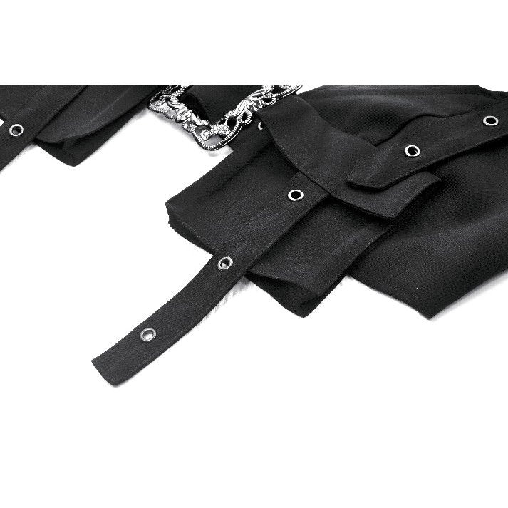 Dark in Love Evangeline Buckled Utility Crop Top in Black - DevilGothic DevilGothic