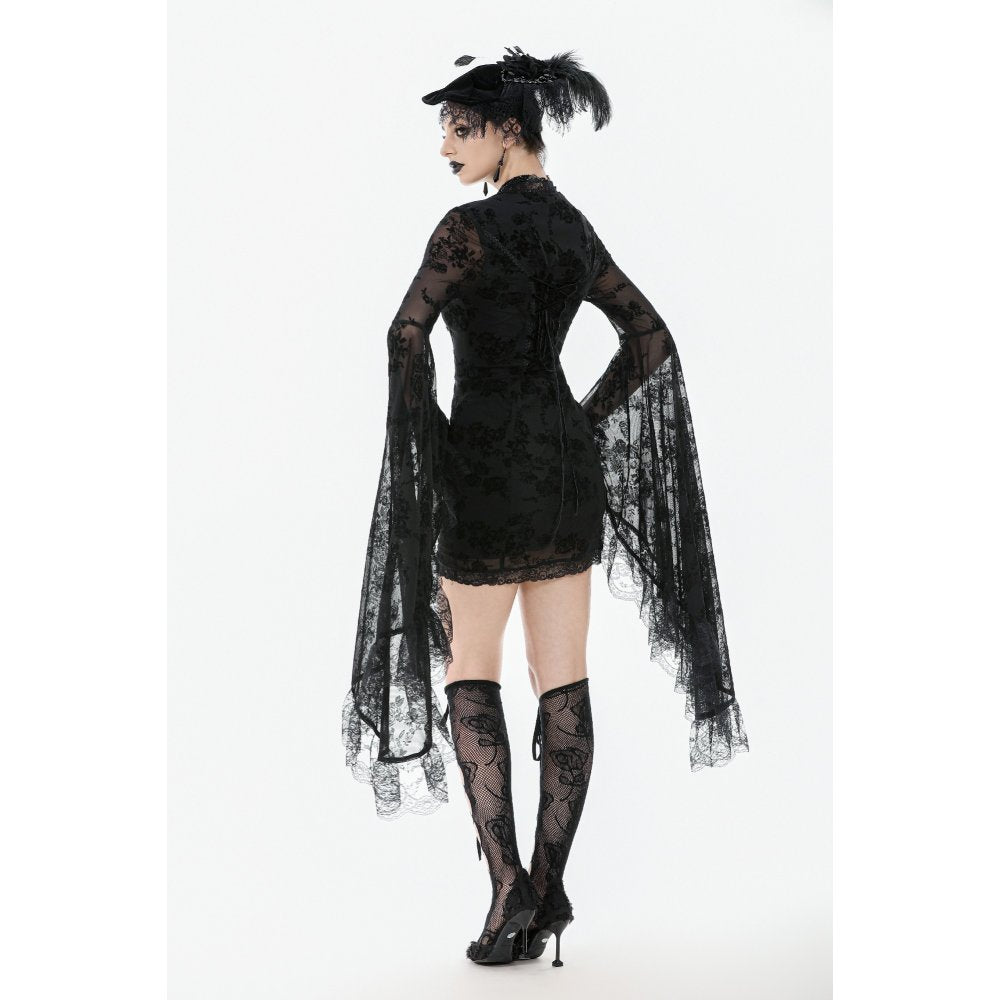 Dark In Love Minerva Bell Sleeve Lace Dress - DevilGothic DevilGothic