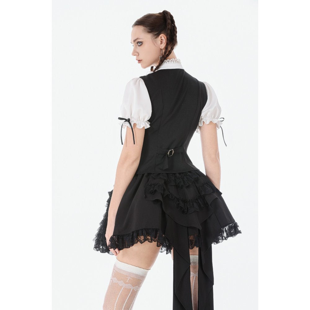 Dark In Love Beatrix Goth Satin Ruffled Overskirt - DevilGothic DevilGothic