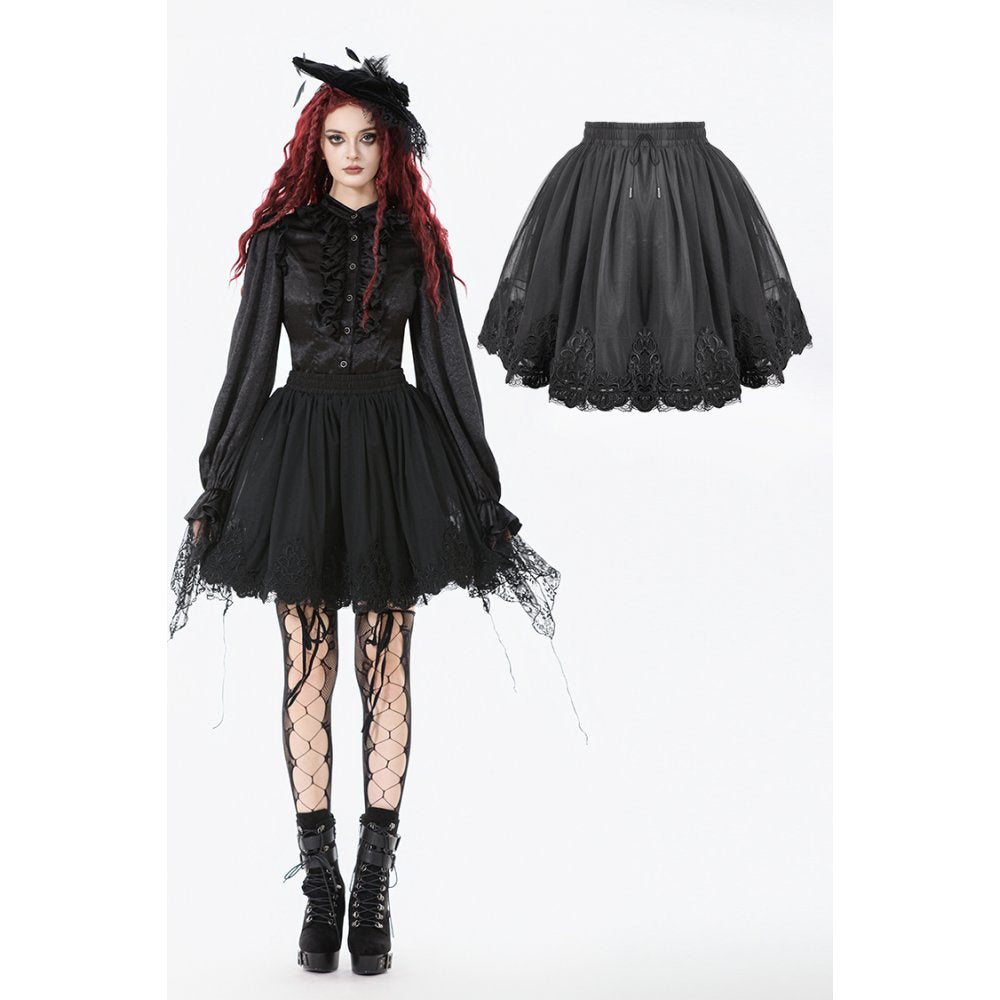 Dark in Love Bellatrix Gothic Embroidered Petticoat Skirt - DevilGothic DevilGothic