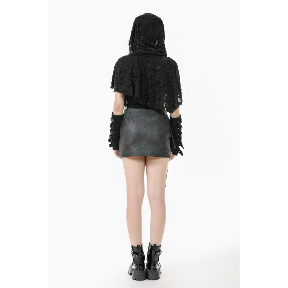 Dark in Love Nyx Distressed Shredded Hooded Poncho - DevilGothic DevilGothic
