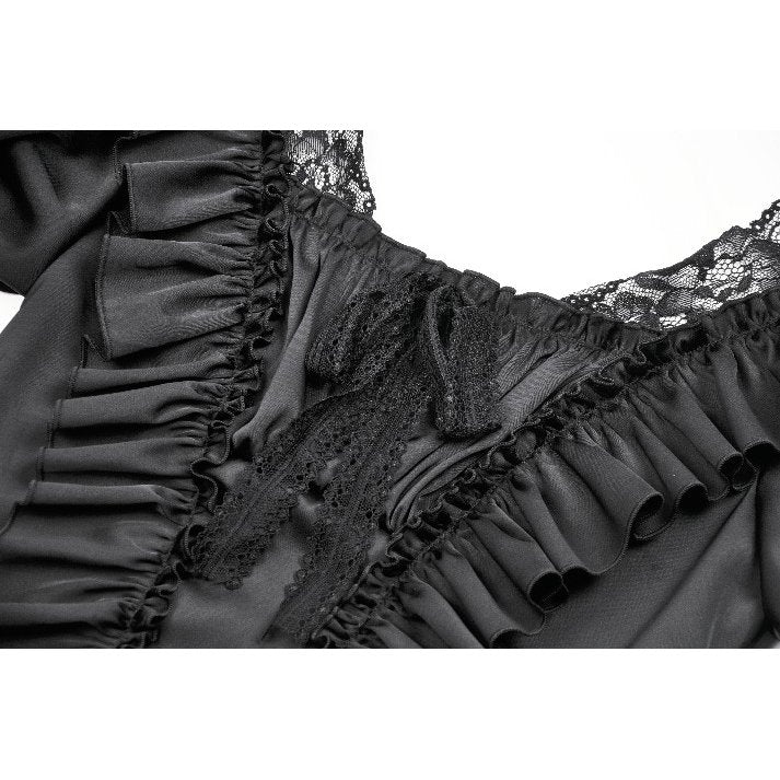 Dark in Love Seraphina Ruched Puff Sleeve Corset Top in Black - DevilGothic DevilGothic