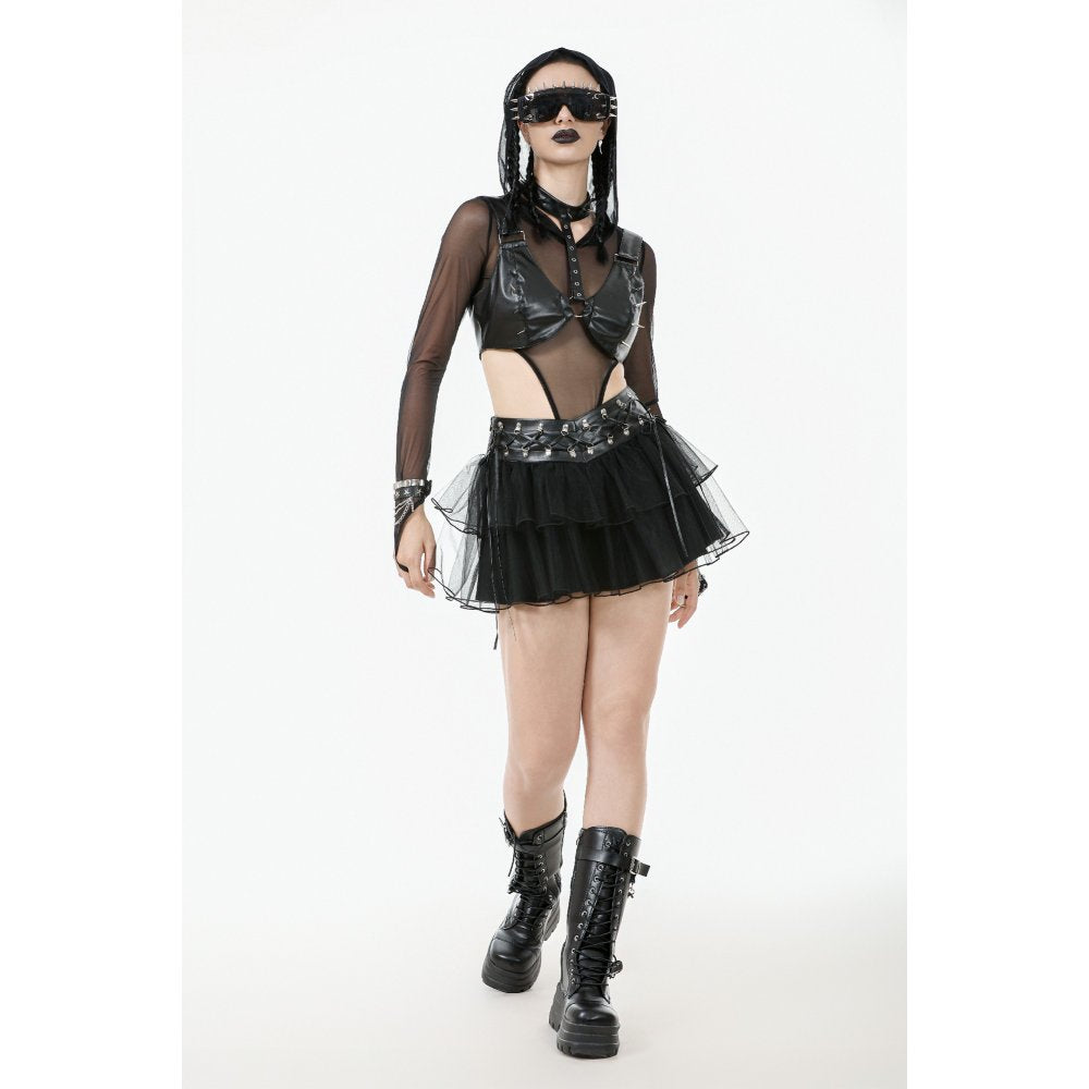 Dark in Love Bonded Tulle Layered Goth Mini Skirt in Black - DevilGothic DevilGothic
