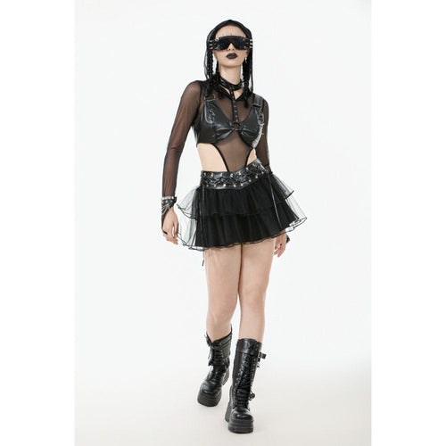 Dark in Love Bonded Tulle Layered Goth Mini Skirt in Black - DevilGothic DevilGothic