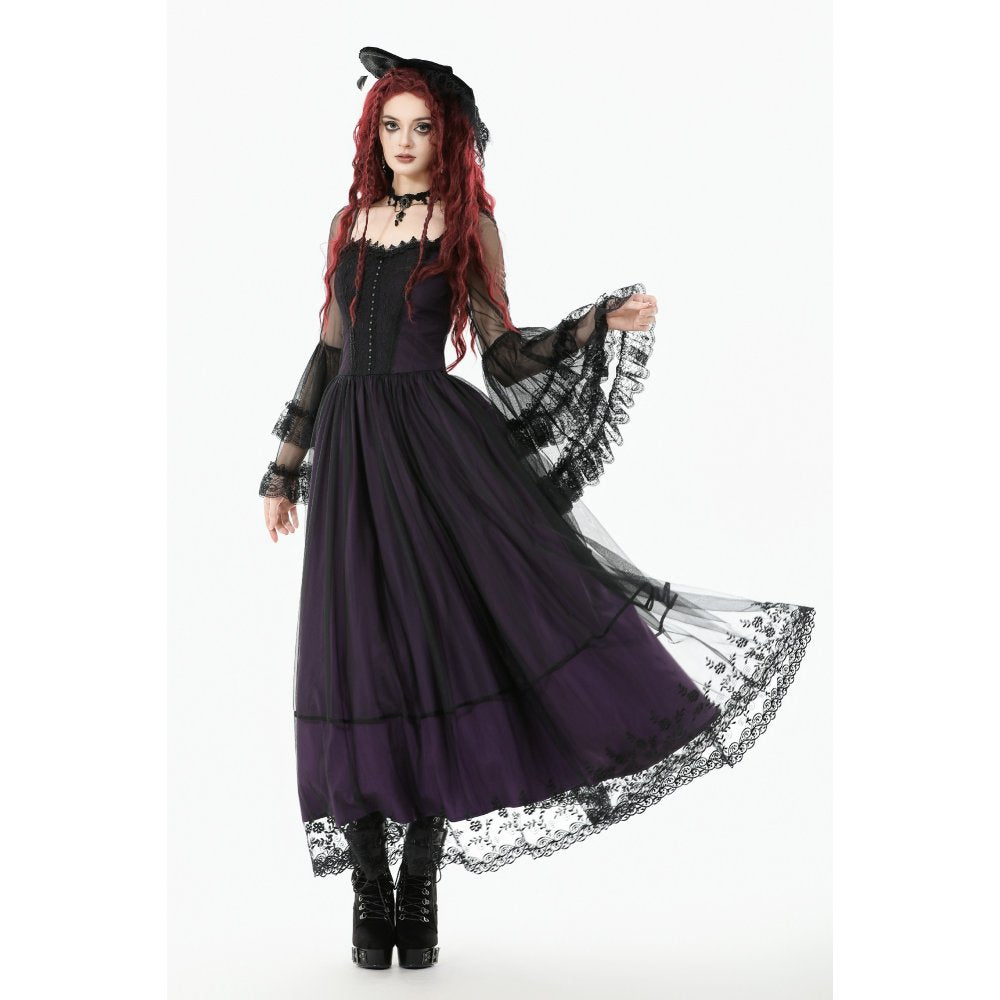 Dark in Love Lilith Bell Sleeve Gothic Maxi Dress - DevilGothic DevilGothic