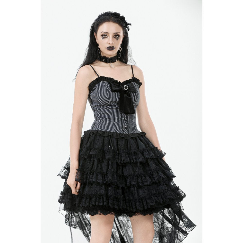 Dark in Love Belladonna Tiered Lace High-Low Goth Skirt in Black - DevilGothic DevilGothic
