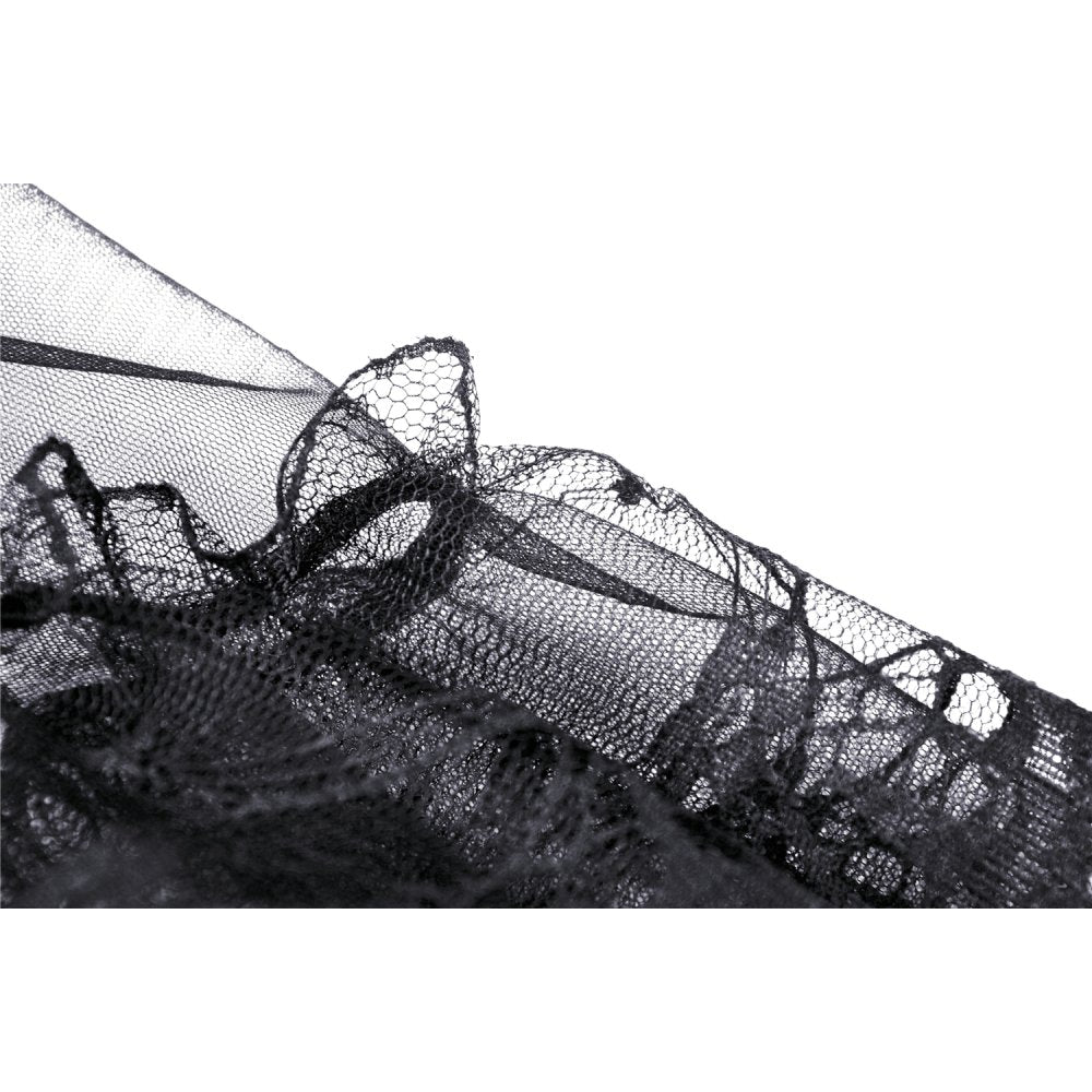 Dark in Love Melisandre Embroidered Velvet Mesh Goth Skirt in Black - DevilGothic DevilGothic