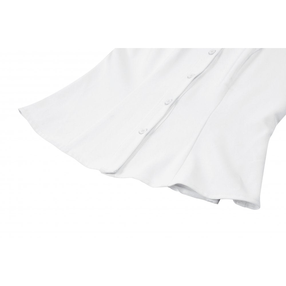 Dark in Love Elysia Ruffle Bib Puff Sleeve Goth Blouse in White - DevilGothic DevilGothic
