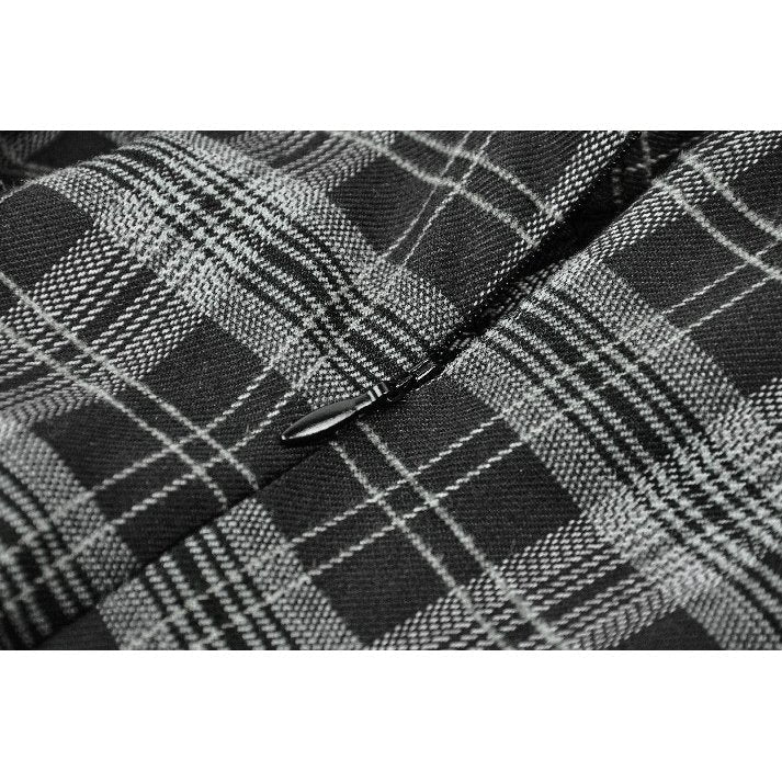 Dark in Love Ida Punk Grey Tartan Metal Studded Dress - DevilGothic DevilGothic