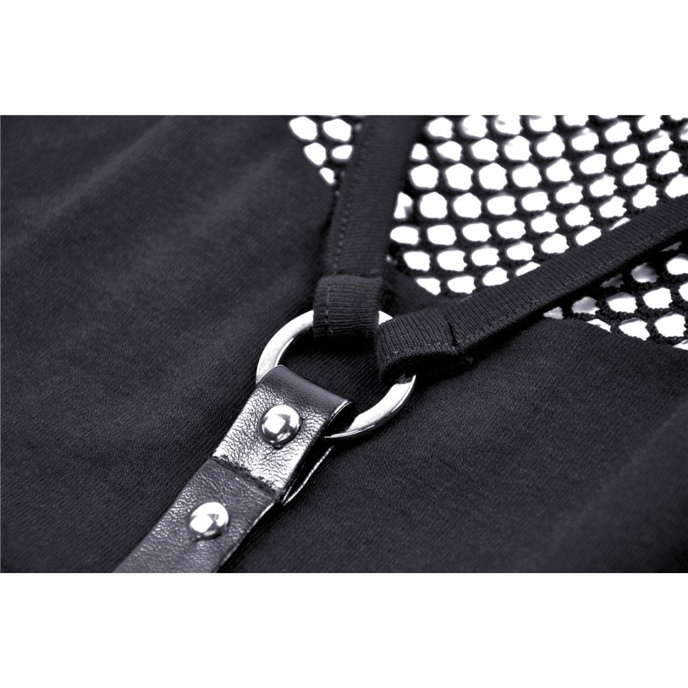 Dark in Love Enyo Mesh Strap Goth Halter Top in Black - DevilGothic DevilGothic
