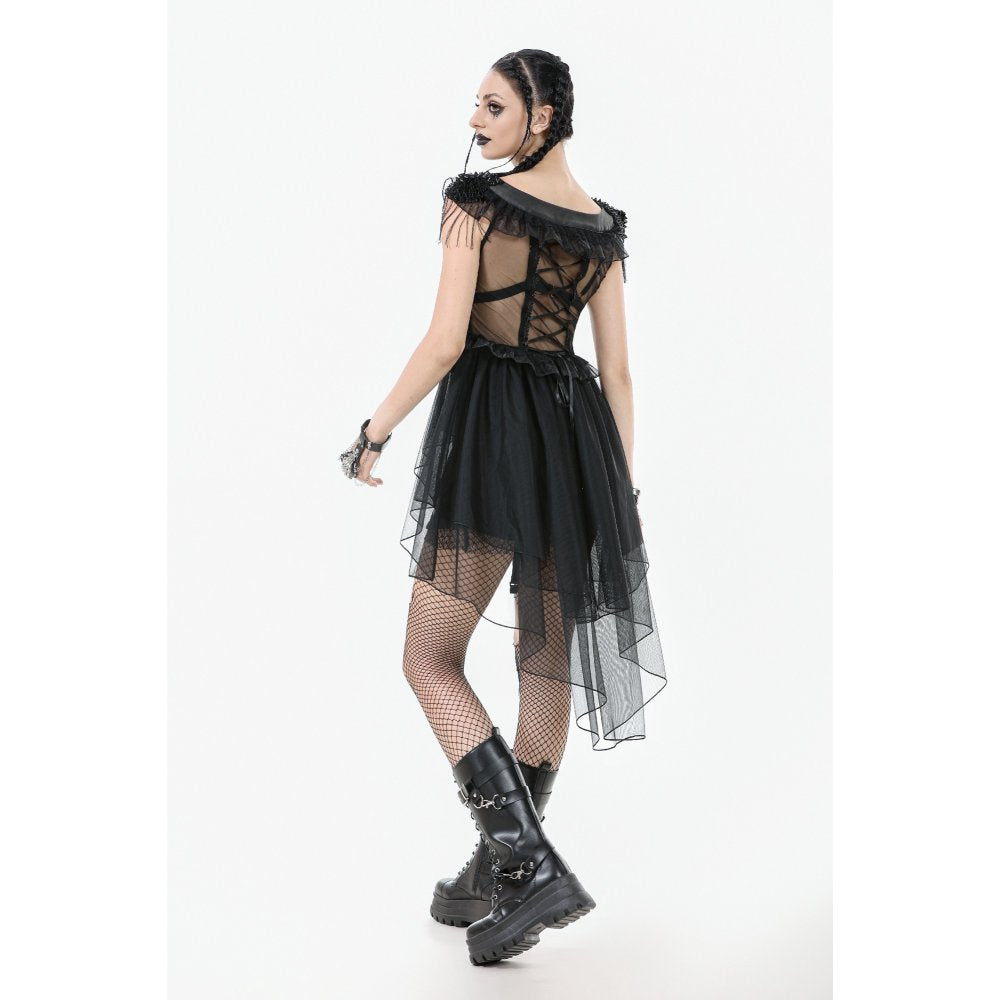 Dark in Love Seraphina Tiered Mesh & Ruffle Goth Layer Dress - DevilGothic DevilGothic