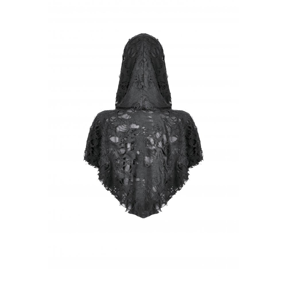Dark in Love Nyx Distressed Shredded Hooded Poncho - DevilGothic DevilGothic