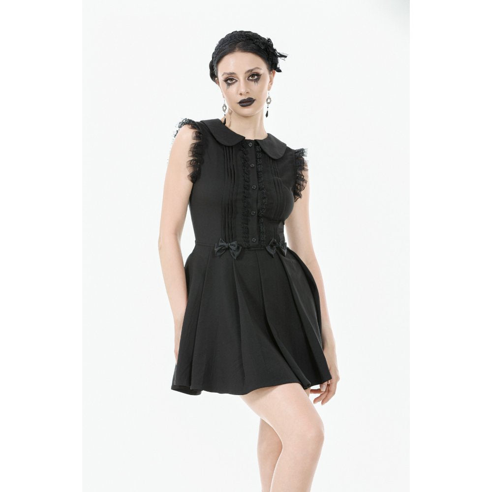 Dark In Love Gwendolyn Lace Panel Goth Mini Dress in Black - DevilGothic DevilGothic