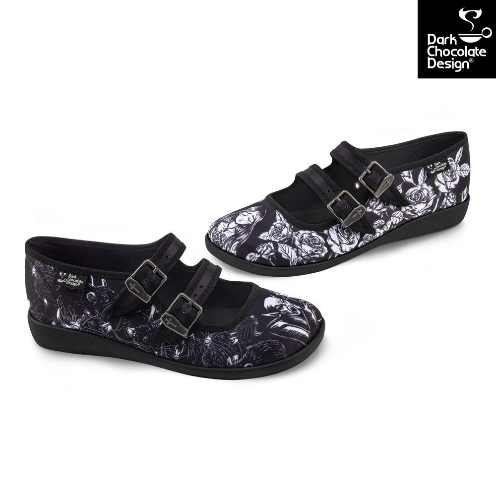 Chocolaticas® Death Stalks Gothic Mary Jane Flats - DevilGothic DevilGothic