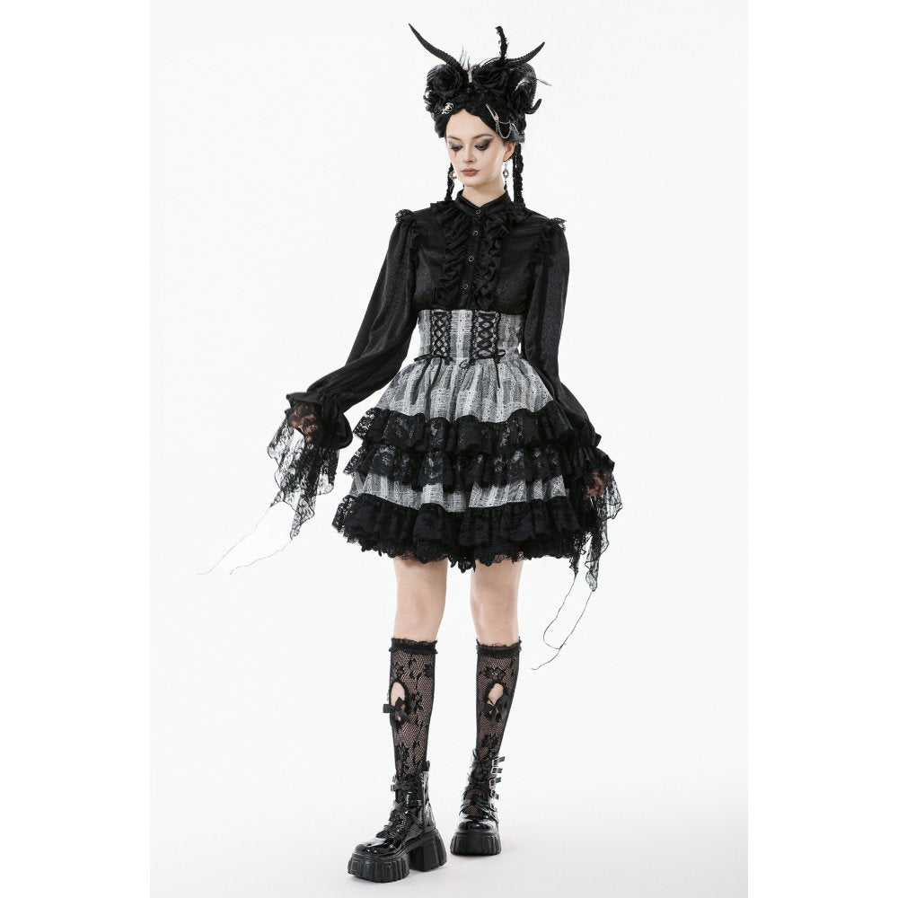 Dark in Love Hexa Layered Tartan Skirt - DevilGothic DevilGothic