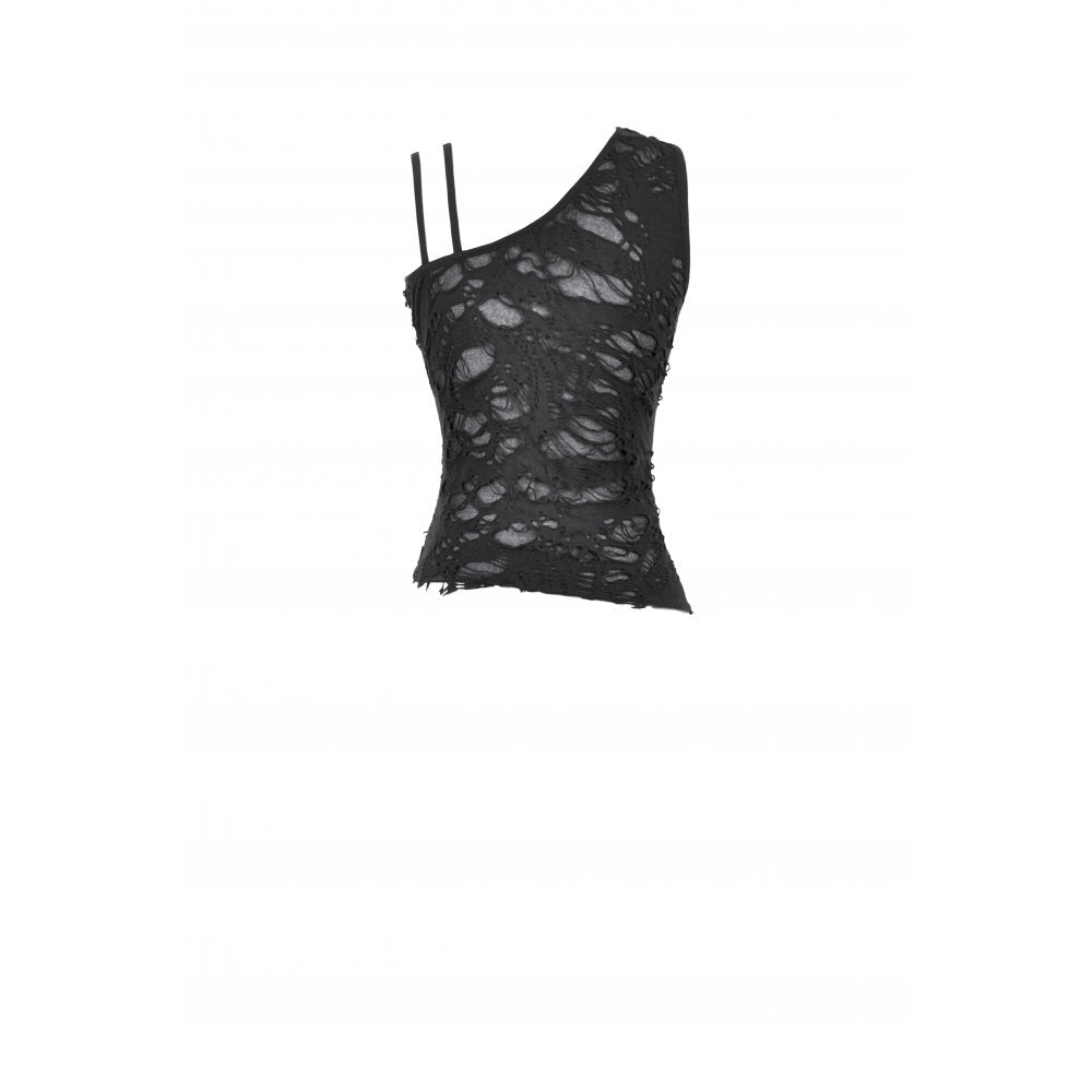 Dark in Love Morrigan One-Shoulder Lace Goth Top in Black - DevilGothic DevilGothic