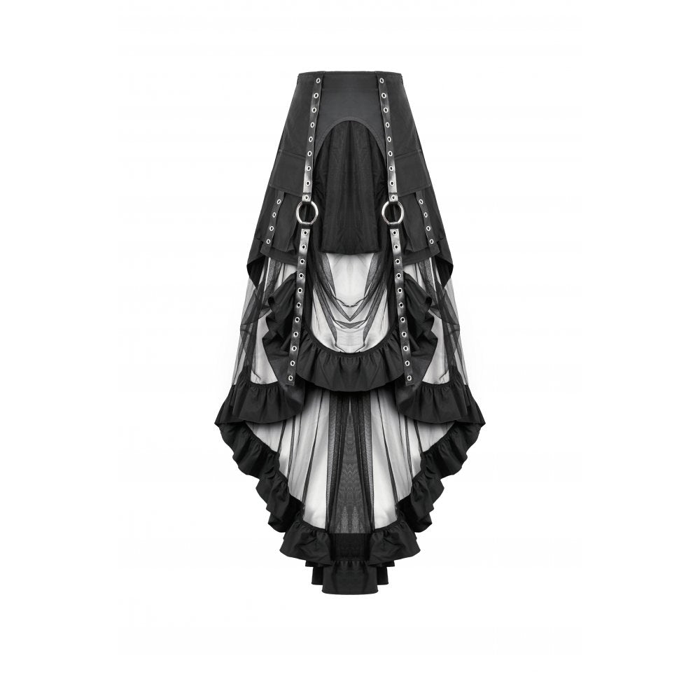 Dark in Love Belladonna Mesh Buckled Goth Skirt in Black - DevilGothic DevilGothic