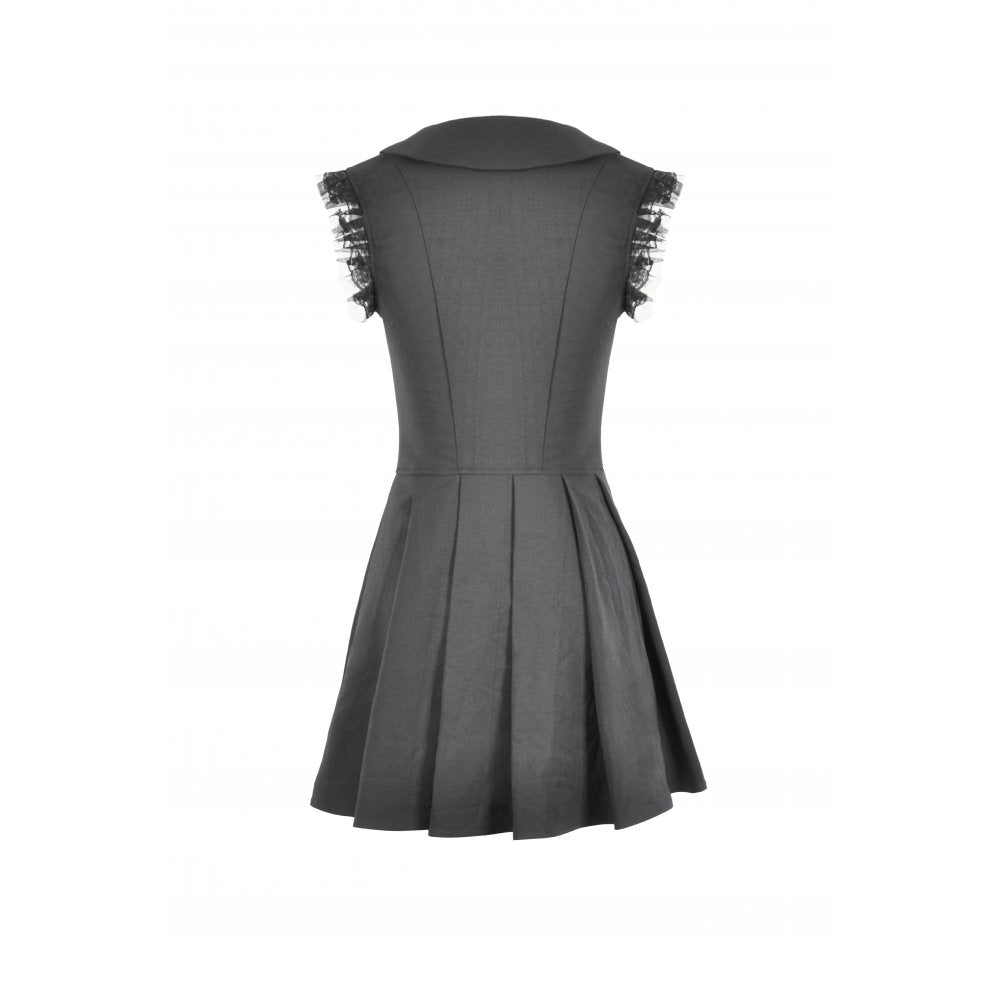 Dark In Love Gwendolyn Lace Panel Goth Mini Dress in Black - DevilGothic DevilGothic
