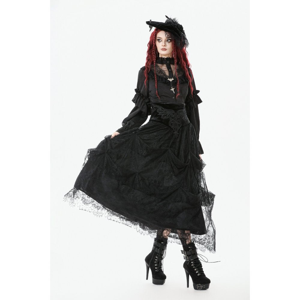 Dark in Love Gloriana Draped Maxi Skirt - DevilGothic DevilGothic