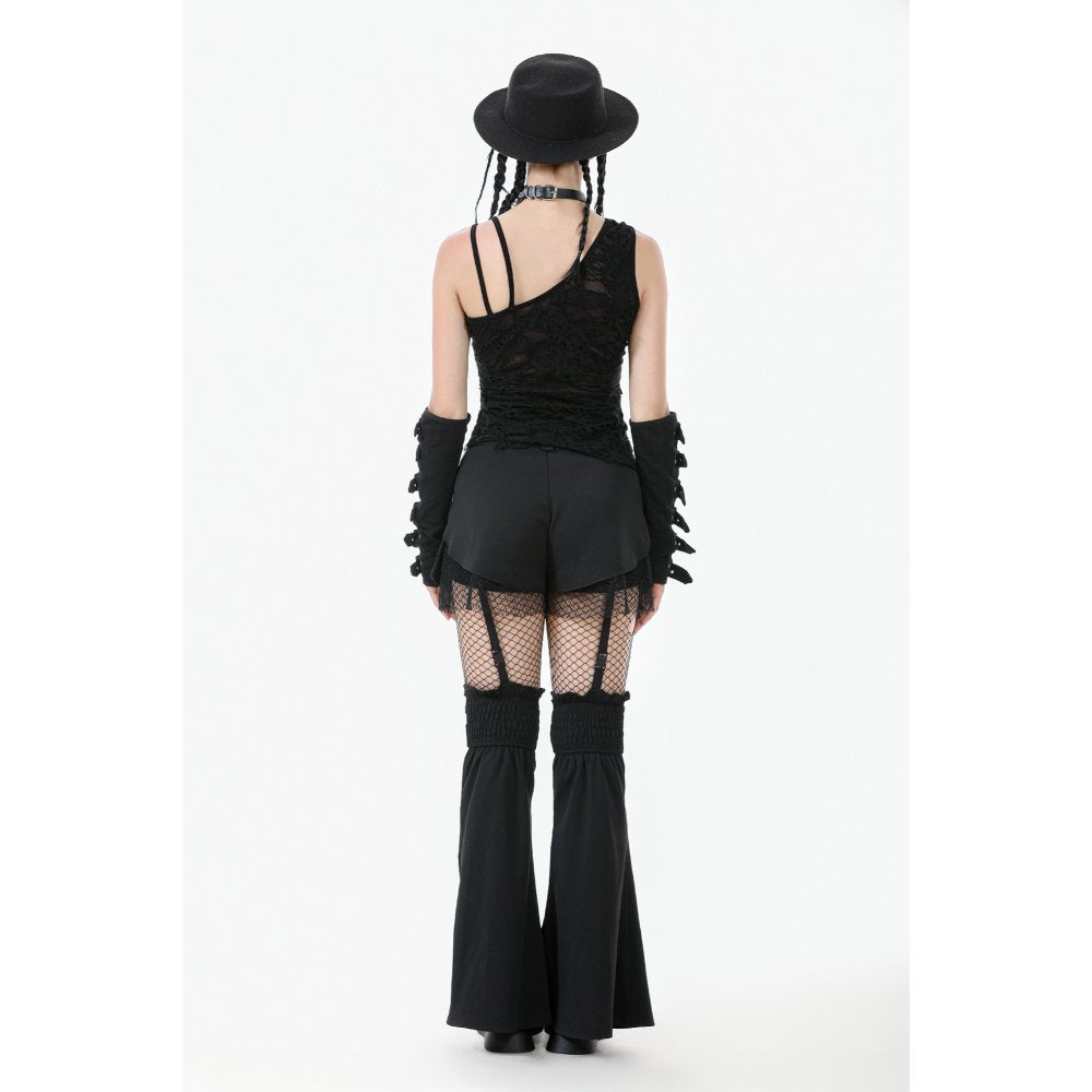 Dark in Love Morrigan One-Shoulder Lace Goth Top in Black - DevilGothic DevilGothic
