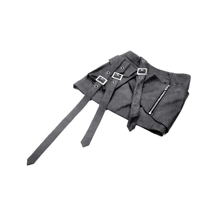 Dark in Love Chaos Reign Faux Leather Goth Mini Skirt in Black - DevilGothic DevilGothic