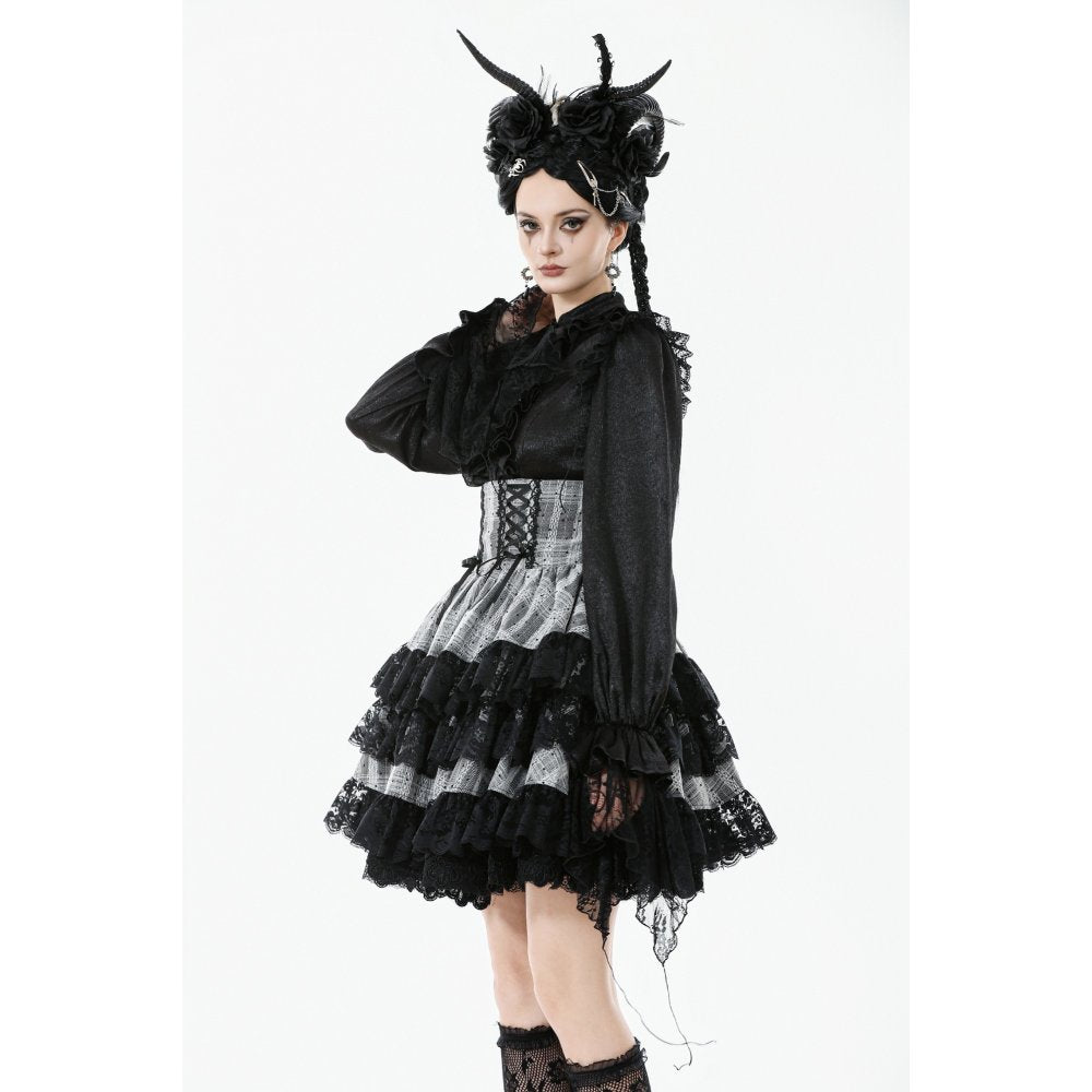 Dark in Love Hexa Layered Tartan Skirt - DevilGothic DevilGothic