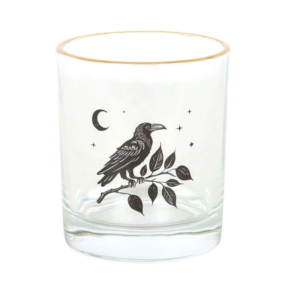 Gothic Gifts Perched Raven Drinking Glass - DevilGothic DevilGothic