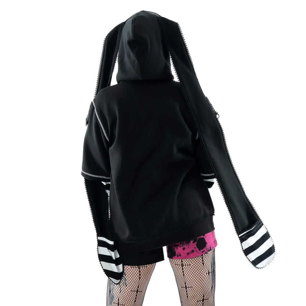 Cupcake Cult Hypno Bunny Hood in Black and White - DevilGothic DevilGothic