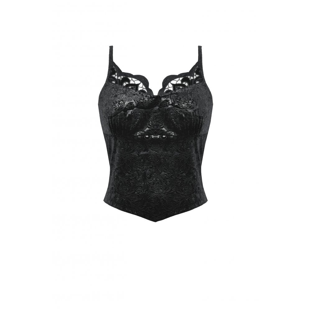 Dark in Love Freya Dark Embossed Velvet Camisole - DevilGothic DevilGothic