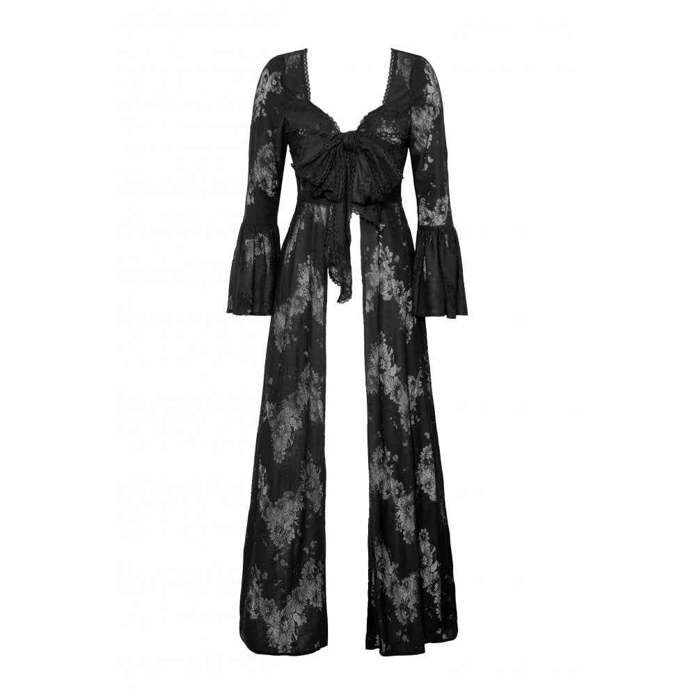 Dark in Love Emersyn Elegant Gothic Lace-Trimmed Long Robe