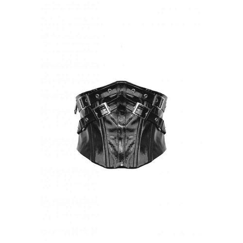Dark in Lia Punk Love Patent Leather Waist Corset with Metal Accents