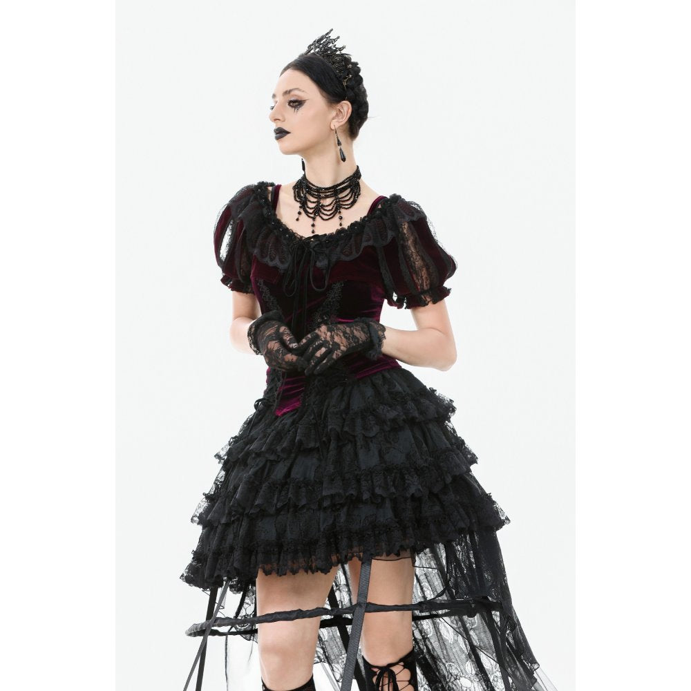 Dark in Love Isolde Velvet & Lace Puff Sleeve Bolero - DevilGothic DevilGothic