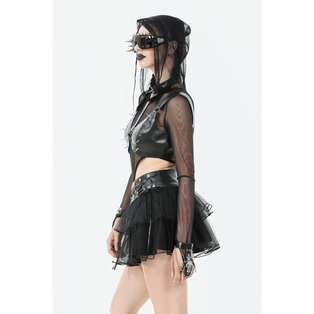 Dark in Love Bonded Tulle Layered Goth Mini Skirt in Black - DevilGothic DevilGothic